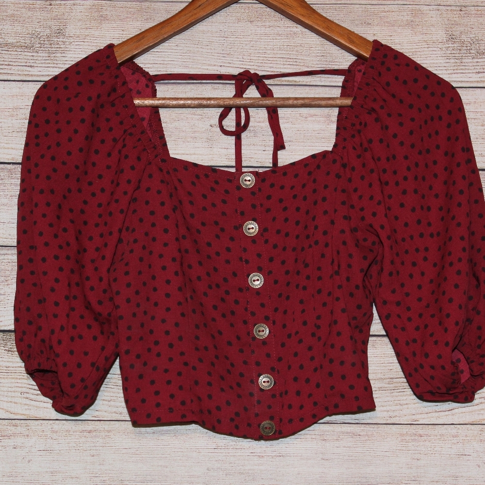 Xhilariation Puffy Sleeve Crop Top